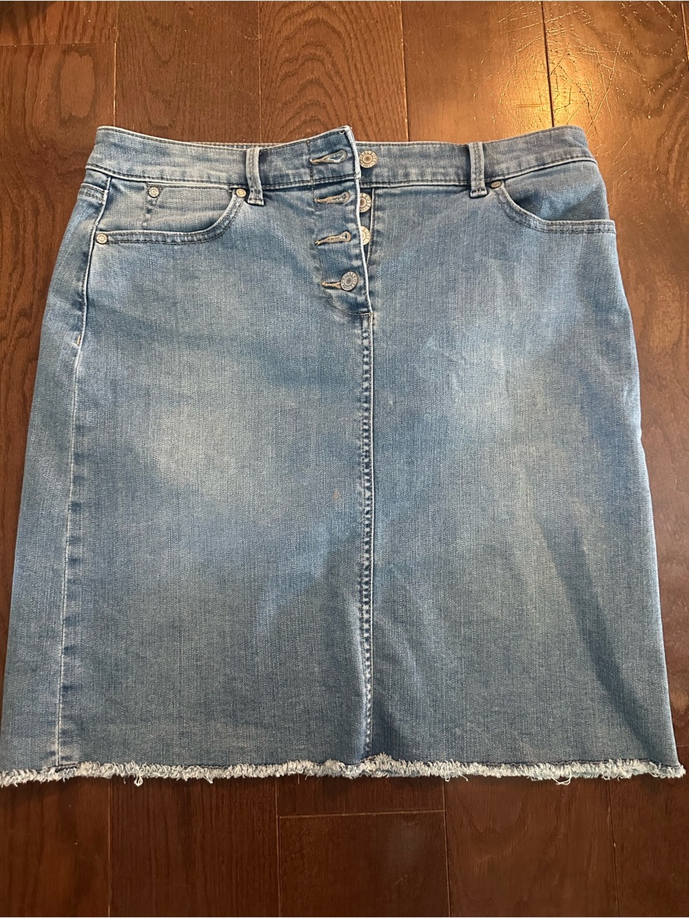 Talbots Light Blue Denim Button-Front Pencil Skirt